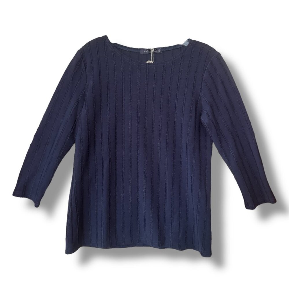 Cut Loose 3/4 Sleeve Pullover Navy Blue NWT
